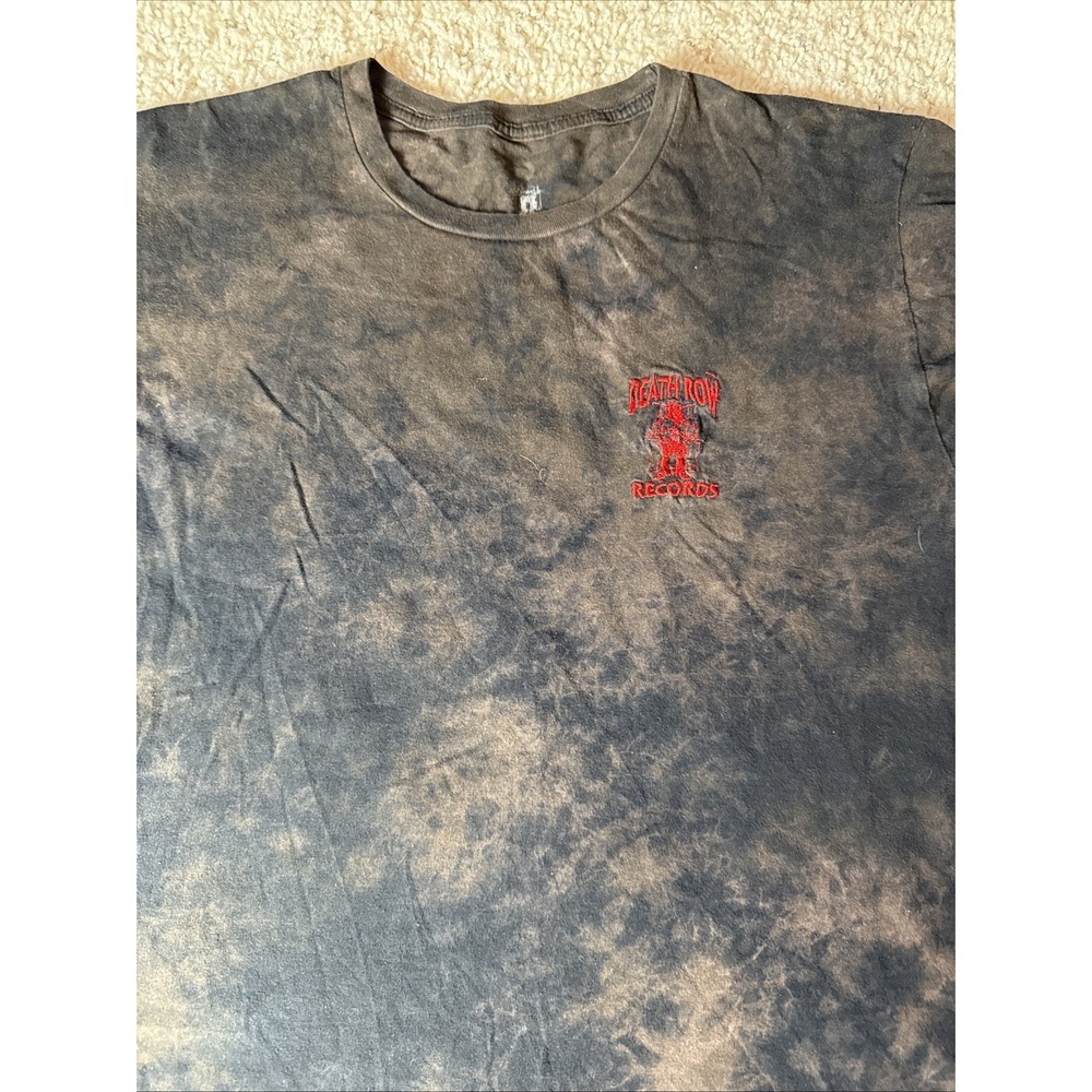 Death Row Records Black Brown Tie Dye Embroidered Logo T Shirt XL